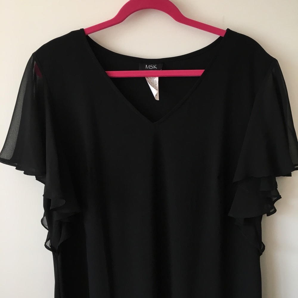 MSK Sheath Chiffon Dress w/ Ruffle Sleeves